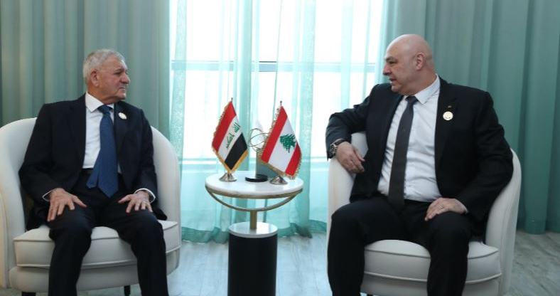 (*) عون بحث والرئيس العراقي الاوضاع اقليما ودوليا