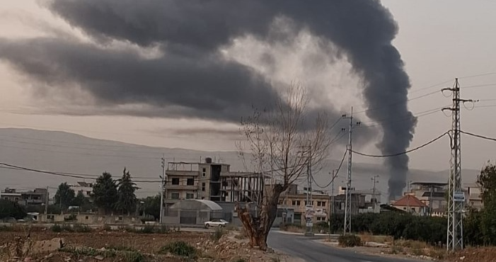 حريق في معمل بلاستيك في سهل زحلة